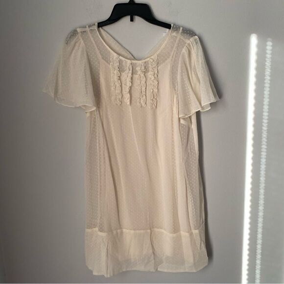 BCBGeneration Women’s Short Ruffle Sleeve Sheer 2 Piece Mini Dress M - Picture 1 of 3